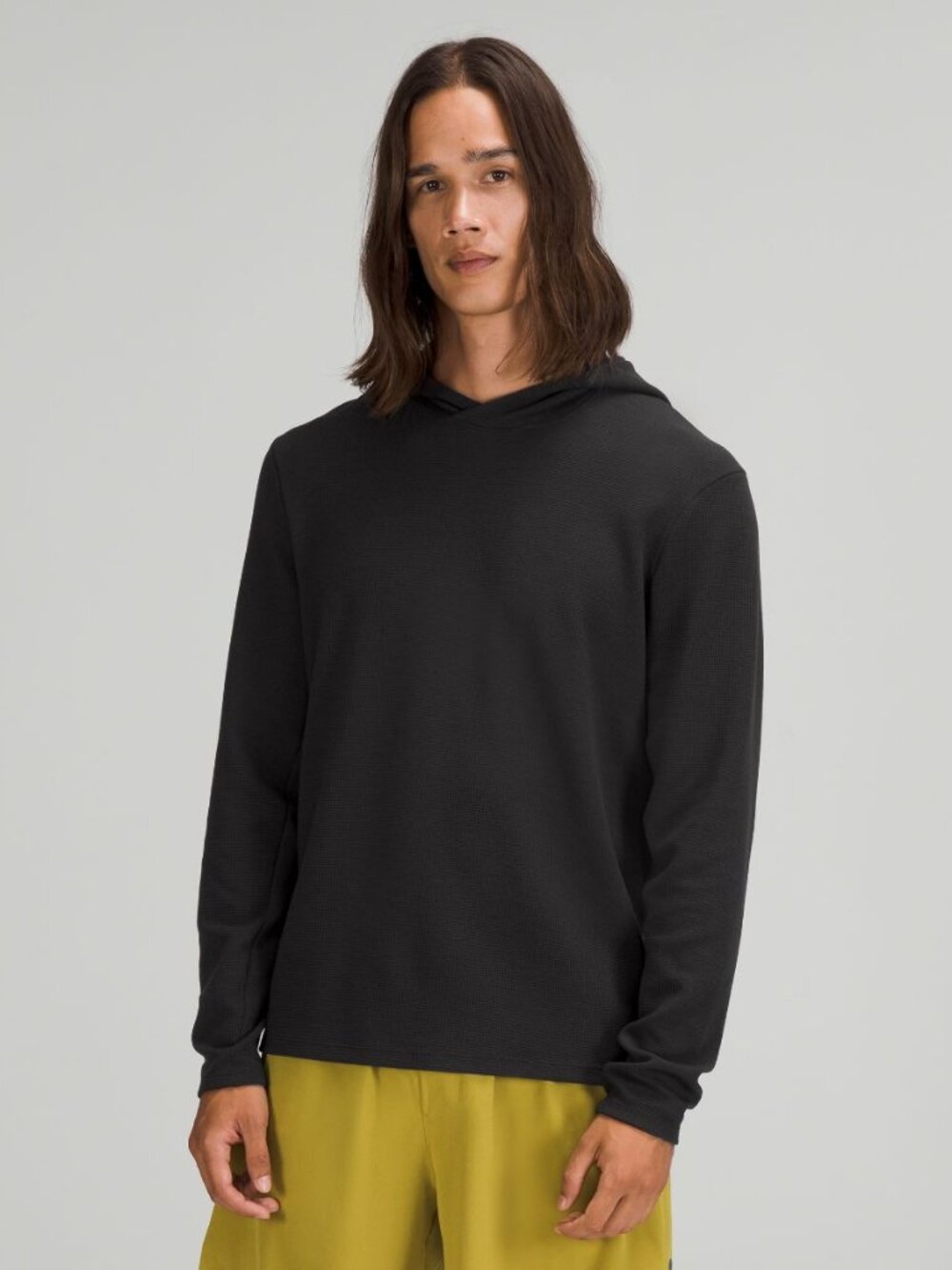 lululemon Men's Black Waffle Knit Pullover Hoodie Size M